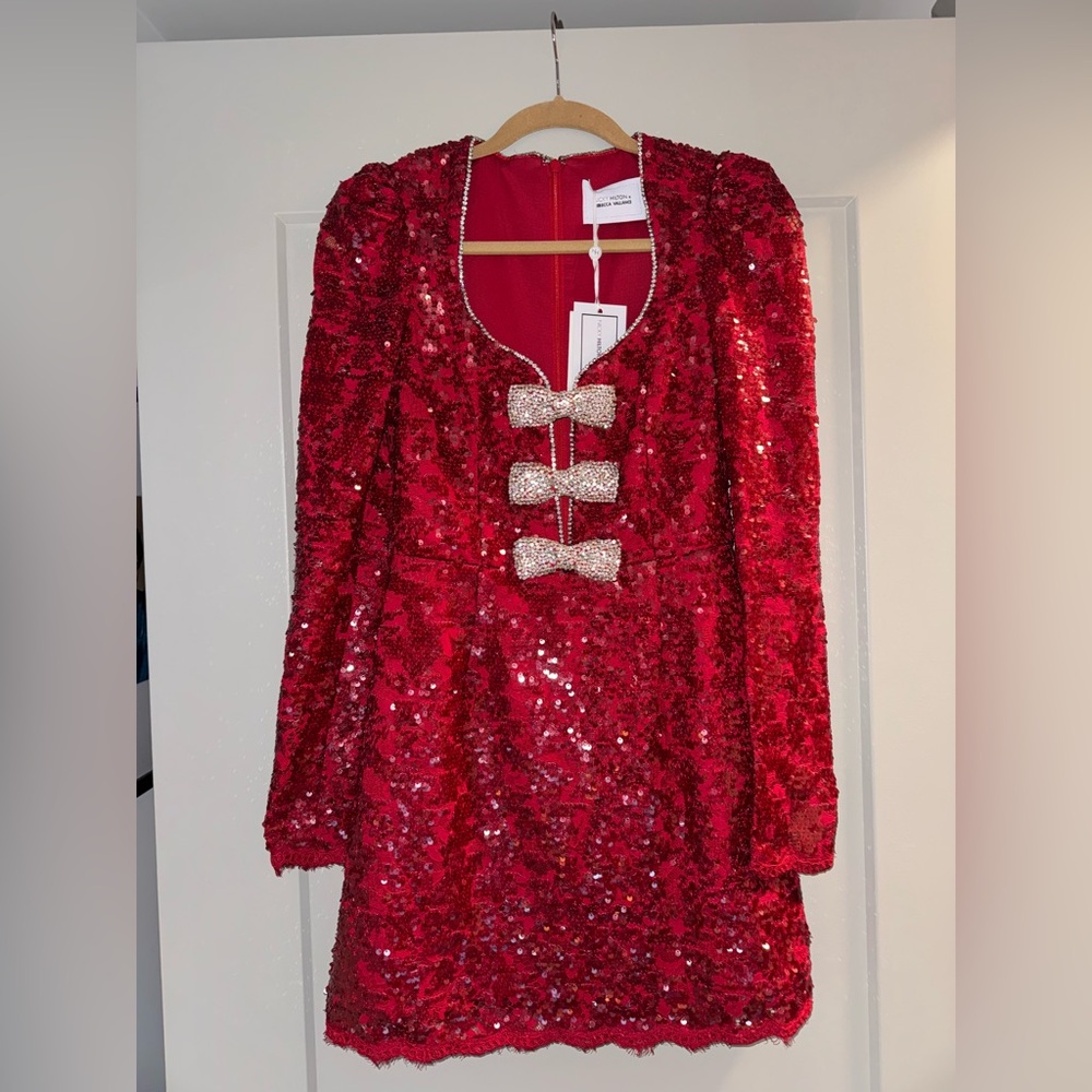 NWT Nicky Hilton x Rebecca Vallance Red Sequin Mini Dress (US Size : 4)